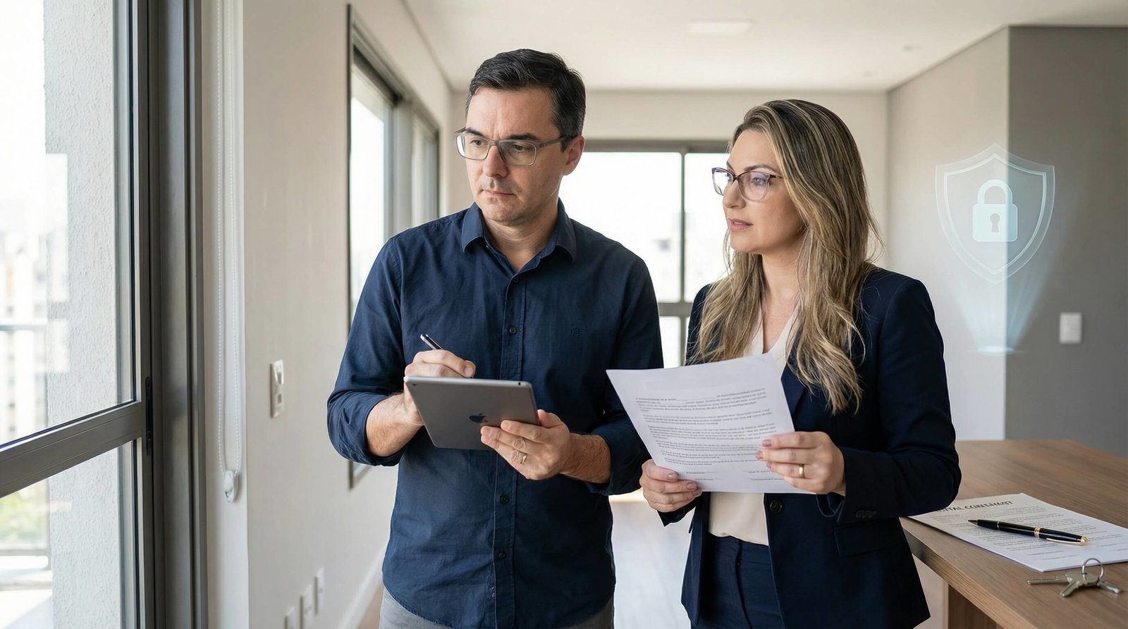 Osmar e Vera realizando vistoria técnica em imóvel