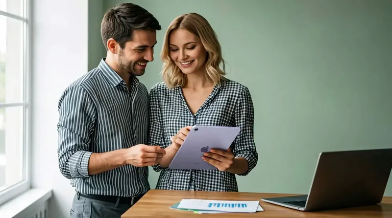 Casal feliz recebendo a chave após vistoria residencial
